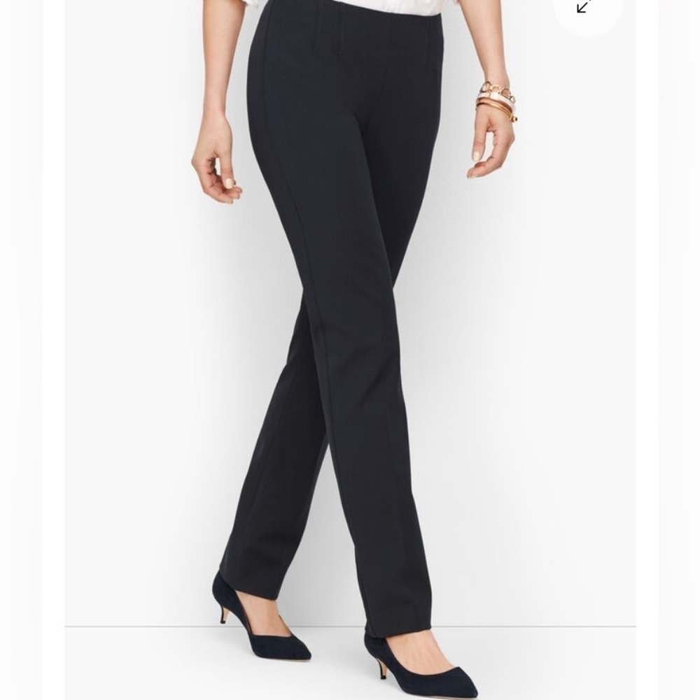 Talbots Refined Bi-Stretch Side-Zip Straight-Leg Curvy Fit Pants Size 16 Black